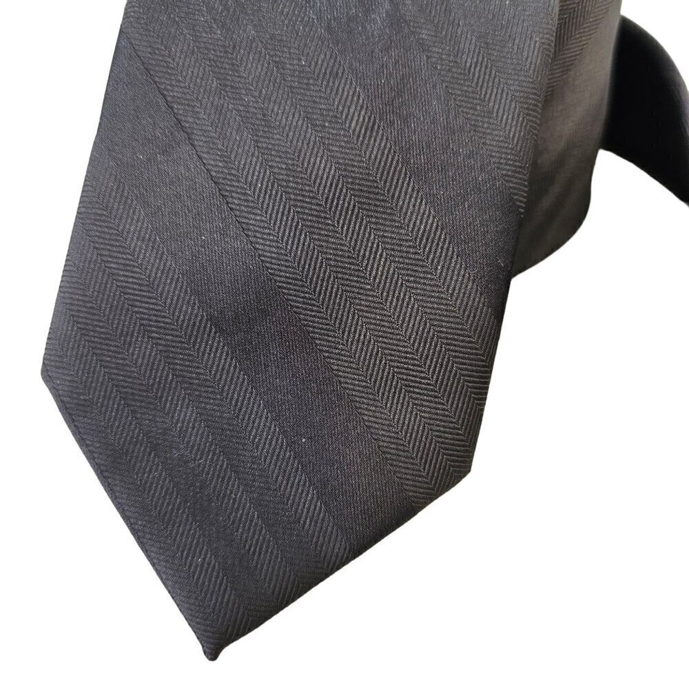 J Ferrar Black Monochrome Angled Texture Tie 100% Polyester Microfiber 2.5W x 59
